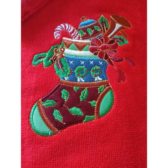 3-Piece 100% Cotton Christmas Towel set Embroidered Design Large Bath Towel Red - Picture 4 of 13